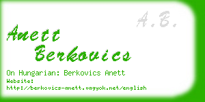 anett berkovics business card